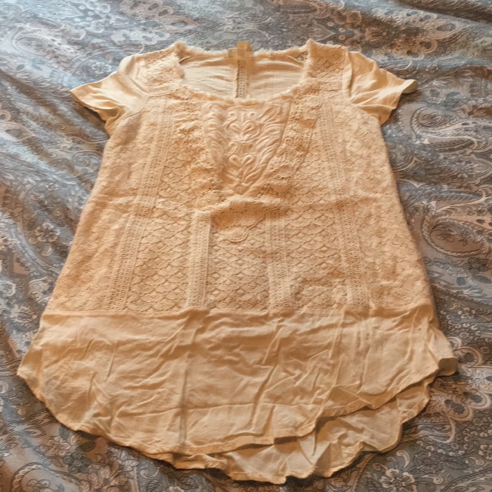 Anthropologie Meadow Rue Lace Top XS cream